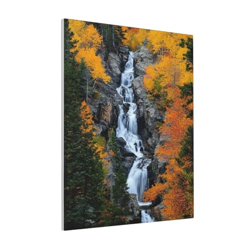 Fall Wall Art Autumn Waterfull Pictures Wall Decor Forest Canvas Prints Painting Framed Fashion Artwork for Bathroom Bedroom Living Room Kitchen Dinning Room Office Home Decoration 16l X 20w - color: Fall, size: 16L" x 20W"