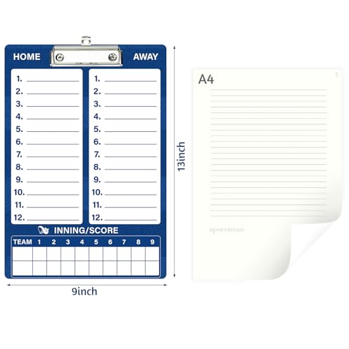 WISYOK Double-Sided Dry Erase Baseball Clipboard for Coaches, Baseball Coaching Lineup Board with Marker Blue - style: Baseball Blue