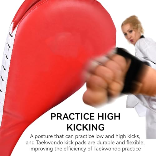 Taekwondo Kick Pad, Karate Martial Arts Training Equipment Kicking Target Pad, Double Strike Boxing Pad Punching Paddles for Kids Youth Adult Tae Kwon Do Karate Kickboxing, 15 x 7.5in, Red