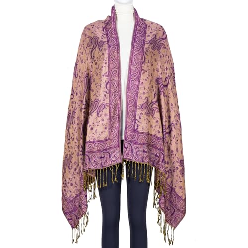 TUSHUSTY Pashmina Feel Shawls Wraps Rave Scarf for Women Soft Silky Reversible Men Scarves Hijab - color: Purple