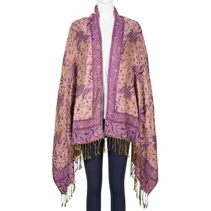 TUSHUSTY Pashmina Feel Shawls Wraps Rave Scarf for Women Soft Silky Reversible Men Scarves Hijab - color: Purple