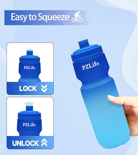 24oz Bike Squeeze Water Bottle, BPA Free Cycling Water Bottle,Leakproof, with Capacity Scale w/Pull Top Lid, Reusable Sport Water Bottle, for Bicycle, Gym,Running 4Pack - color: z--4PCS