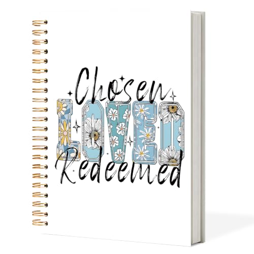 Floral Christian Spiral Notebook Journal 5.5x8.3in, Prayer Journal for Women, Chosen Loved Redeemed Religious Scripture Hardcover Notebook for Church Study Work Office - color: Chosen Loved Redeemed