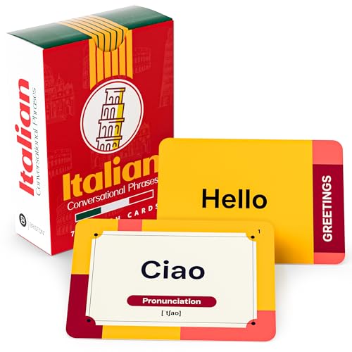 Italian Conversational Phrases Flash Cards with Audio – 75 for Beginners