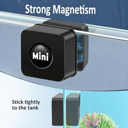 Aquarium Glass Algae Scraper Fish Tank Cleaner Mini Stain Scrubber Pads Aquarium Cleaning Tool for 1/5 Inch Thick Small Fish Tank up to 10 Gallons