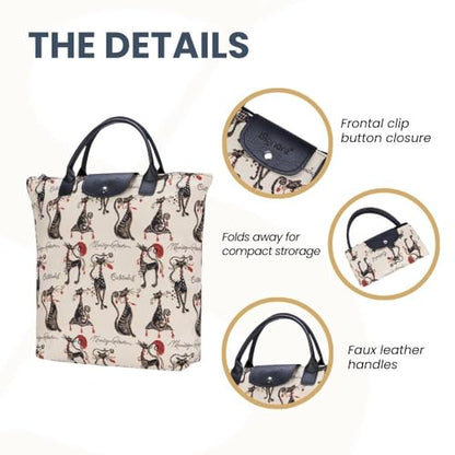 Signare Tapestry Foldable Tote Bag Reusable Shopping Bag Grocery Bag - color: Catitude