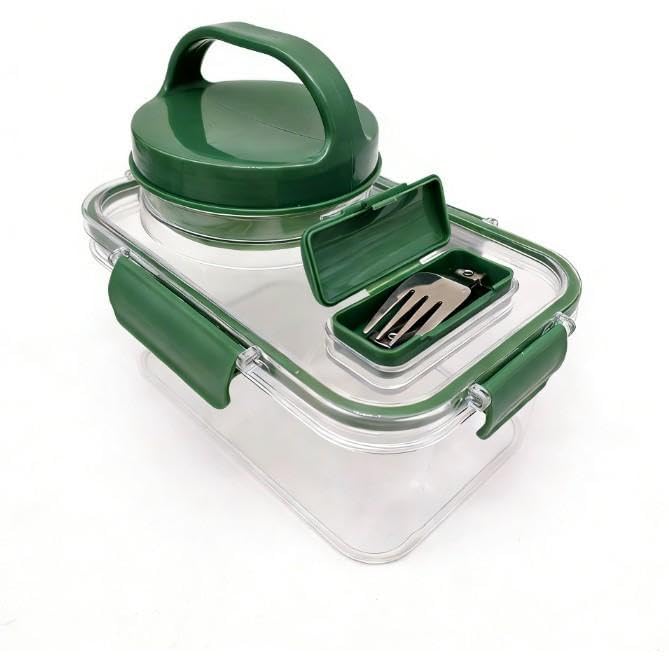 Portable Plastic Salad Case Container with Leak Proof Oats Container Reusable Keep It Fresh Vegetable Storage Box (Rectangle) - color: Rectangle