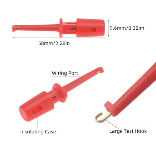 DIANN 30pcs Test Hooks Clips Single Hook Clip Colorful Spring Hook Clip Test Grabber Probe for Electronic Testing Multimeter Wire Lead