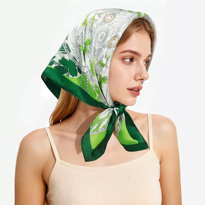 27" Head Scarf Like Satin Silk for Women,Hair Scarves Bandana,Headband Silk Feeling for Hair Wrap - color: Green