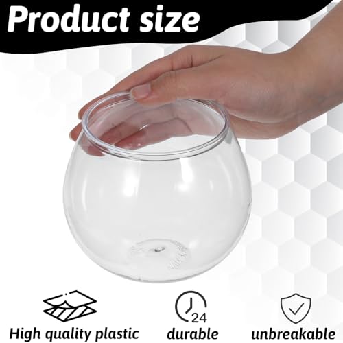 SynHHergyx Plastic Fish Bowl 30 oz Decorative Small Mini Fishbowl Round Plastic Aquarium Fish Bowls Unbreakable Heavy Duty Bowl for Centerpiece Vases, Party Decorations, Pack of 1