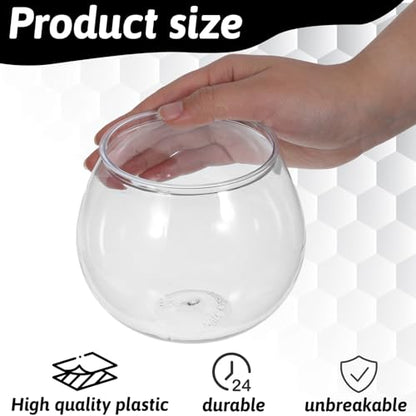 SynHHergyx Plastic Fish Bowl 30 oz Decorative Small Mini Fishbowl Round Plastic Aquarium Fish Bowls Unbreakable Heavy Duty Bowl for Centerpiece Vases, Party Decorations, Pack of 1
