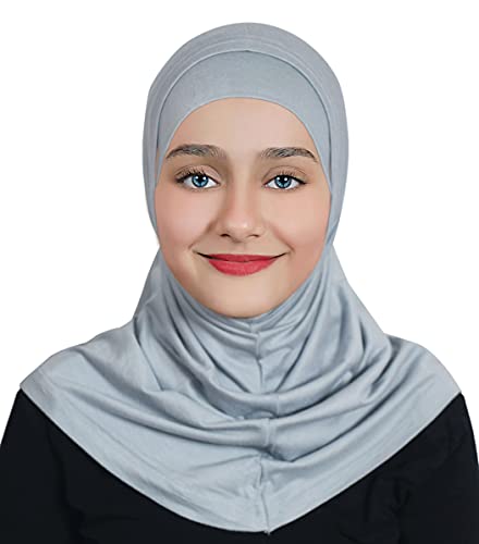 Girl's Hijab Cotton 1 Piece Amira Hijab - color: Gray