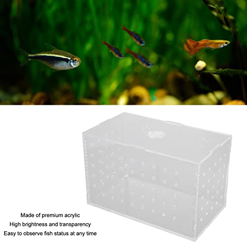 Fish Breeder Box, Aquarium Fish Breeding Box, High Transparency Acrylic Hatchery Incubator with Suction Cups for Baby Fish Shrimp Clownfish Isolation and Rearing (14 * 8 * 9CM) - size: 14*8*9CM
