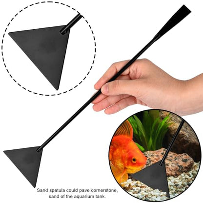 4Pcs Stainless Steel Aquascape Tool Kit with Tweezers Scissors Spatula | Black Anti-Rust Fish Tank Starter Kit Aquarium Plant Tools for Trimming Scraping Reptile Feeding - color: Black