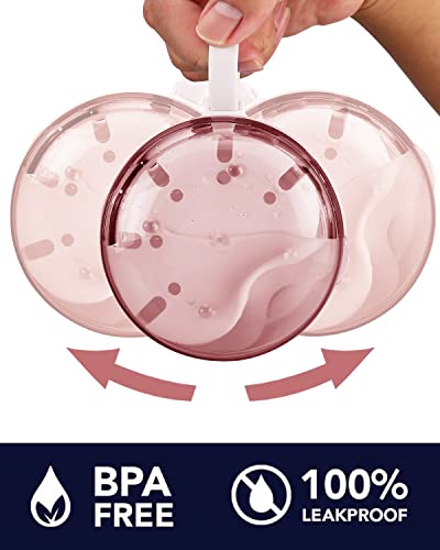 Denture Case, Definitely No-Leak Denture Bath Box for Traveling Perfectly, Denture Cup with Strainer & Magnetic Mirror,Completely Clean Care for Retainer, Mouth Guard, & Denture - color: Pink
