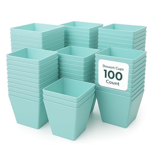 Restaurantware 8 Ounce Large Kova Cups 100 Disposable Dessert Tumbler - Lids Sold Separately Sturdy Baby Blue Plastic Appetizer Cups For Mousse Layered Cakes At Catered Events - color: Baby Blue, size: 8 oz
