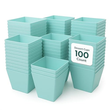Restaurantware 8 Ounce Large Kova Cups 100 Disposable Dessert Tumbler - Lids Sold Separately Sturdy Baby Blue Plastic Appetizer Cups For Mousse Layered Cakes At Catered Events - color: Baby Blue, size: 8 oz