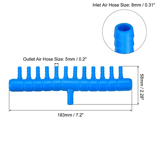 uxcell 2Pcs 8mm to 5.5mm 12 Ways Air Line Tubing Splitter Connector Fish Tank Oxygen Pipe Air Tubing Adapter for Aquarium, Blue - style: 12 Ways