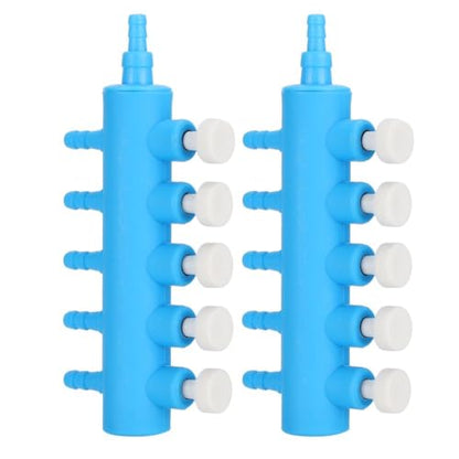 2Pcs 4mm Adapter Connector Plastic Distributor Aquarium Air Pump Splitter for Fish Tank Oxygen Tubing(5 Way) - style: 5 Way