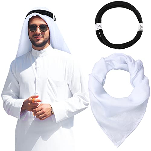 Hoolerry Keffiyeh Arab Turban Shemagh Head Scarf for Men - color: White