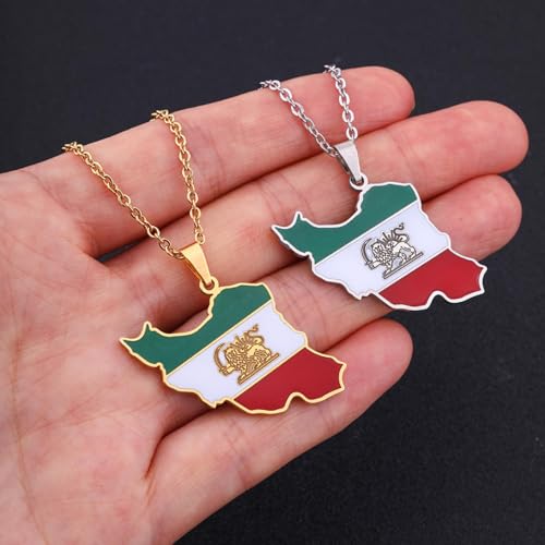 Iran Necklace Iran Map Charm Necklaces Dainty Gold Necklaces for Women Silver Jewelry Gifts for Women - color: A6:Iran Map Necklace