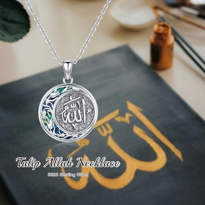 PROESS 925 Sterling Silver Hamsa/Allah Necklace Evil Eye Amulet Jewelry Gifts for Men Women - style: Allah Necklace