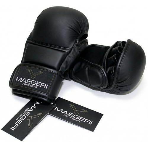 Hybrid MMA Sparring Gloves 7oz, Open Palm with Wrist Support | Comfortable MMA gloves for sparring, striking, grappling and heavy bag training with secure wrist support. - size: Medium