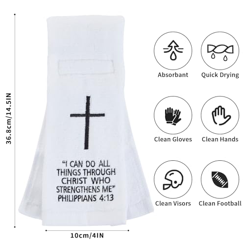 lotoo White Football Towel, Cotton Sports Quarterback QB Towels with Hook Loop Closure for Men, Youth, Boys, Adults - color: Philippians 4:13
