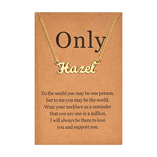 Lcherry Name Necklace Personalized for Women Gold Plated Nameplate Necklace Gifts for Girls - style: Hazel