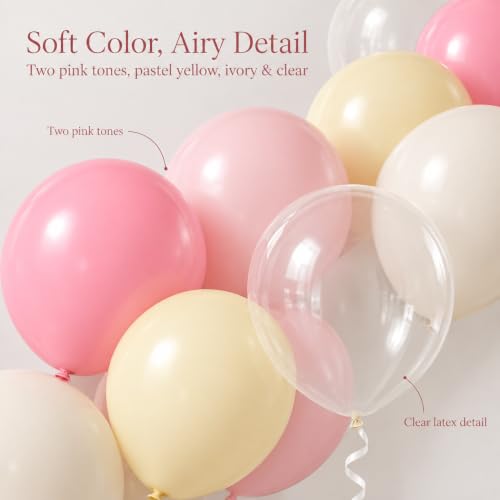 Pink and Yellow Balloons, 12 Inch Pastel Balloon for Bridal Baby Shower - color: Pink Yellow