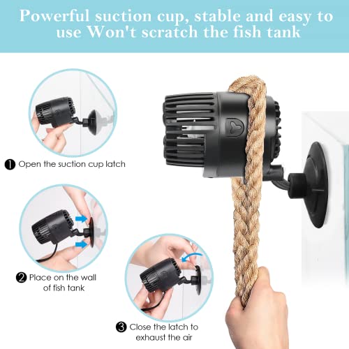 AQQA Aquarium Wave Maker,Suction Cup Fish Tank Single Powerhead Pump | 3W/5W/10W/15W 110V/60Hz Ultra Quiet Submersible Circulation Pump,360°Adjustable For Freshwater Saltwater Black 5W - size: 5W 1200GPH for 15-38 Gallon