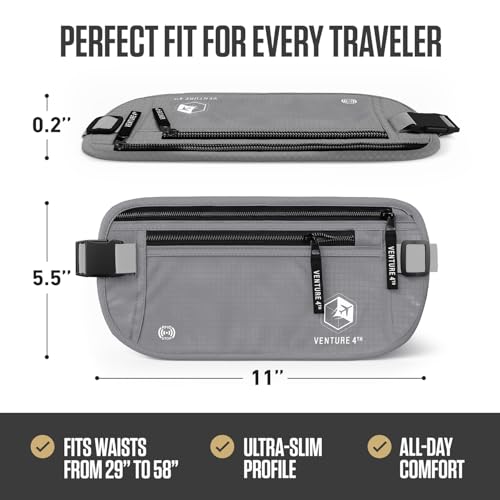 VENTURE 4TH Travel Money Belt with 7 RFID Sleeves - Silver - color: Silver