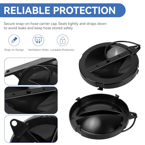 A040338BK Hose Carrier Cap/Strap for Valterra RV Sewer Hose Carrier | Replacement Storage Tube Holder Cover, End Caps with Strap Secure for Camper Waste Water Tank Vent Holder Black, 2 PCS