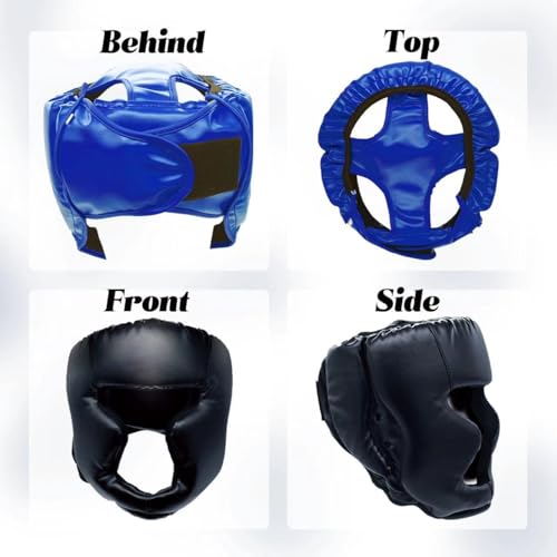 2 Pack Boxing Headgear Equipment for Taekwondo, Sparring, MMA, Muay Thai - Safety Helmet Protective Gear for Men Women Beginners - color: Black,Blue