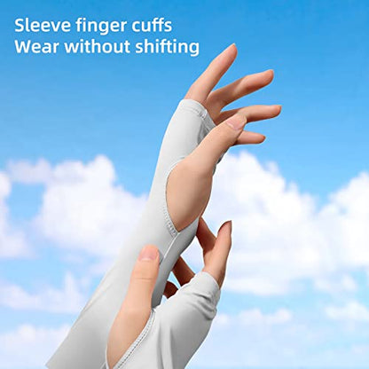JEONEKID Cooling Shawl Arm Sleeves with Finger Holes for Women Anti-UV Protection, Sun Protection Cooler Shrug for Golf - color: Blue,nude,grey,sky Blue