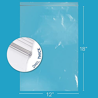 GPI - 12" x 18" Zip Bags, 500 Count, Clear Plastic Reclosable Zipper Poly Baggies, with Resealable Zip Top Lock. for Freezer, Apparel, Clothing, Food, Home & Office Supplies. - size: 12" x 18"