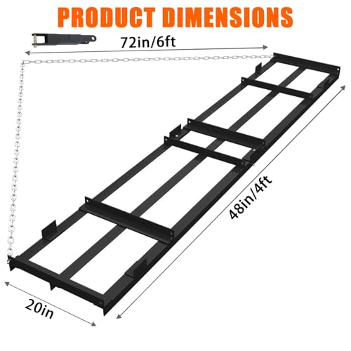 4 FT Drag Harrow Driveway Grader with 6 FT Chain, Heavy Duty Driveway Drag, Tow Behind Lawn Rake for ATV, UTV, Tractor, Mower, Lawn Leveling Tool Gravel, Sand, Soil, Hay, Black - size: 4 FT