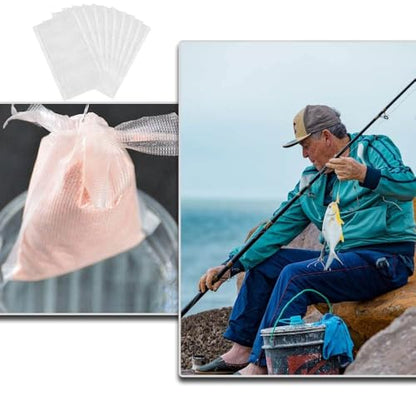 100 Pcs Water Soluble Baits Bag Carp Baits Fishing Bag PVA Carp Fishing Bag for Solid Bait Carp Fishing (7 * 15CM)