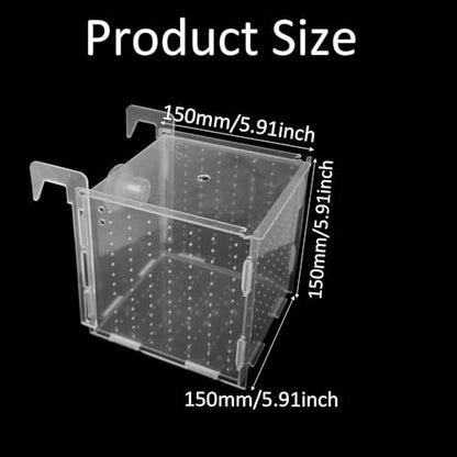 5.9 x 5.9 x 5.9 inch Acrylic Fish Breeding Box, Transparent Isolation Hatchery Incubator with Suction Cups for Guppy Shrimp Small Baby Fishes Aquarium Nursery Tank - size: 5.9 x 5.9 x 5.9 inch