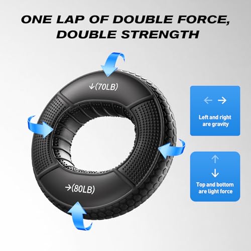Hand Grip Strengthener Rings - 4 Pack Finger Exerciser Grip Strength Trainer Silicone Squeezer Gripper for Muscle Strengthening Training Forearm Grip Workout Stress Relief Rehabilitation 30LB-80LB