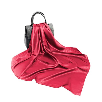 Elegant Satin Jersey Muslim Hijab Scarf Square Soft Head Wrap Scarves Shawl for Women Girls - color: Wine Red(90*90cm)