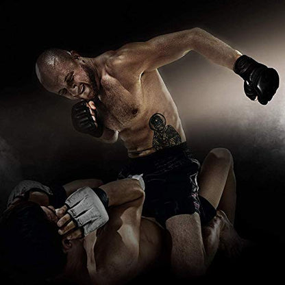 RDX MMA Gloves Premium Real Maya Hide Leather, Mixed Martial Arts Sparring & Grappling Gloves for Training, Fighting Gloves, Fingerless Design, Padded Open D-Cut Palm, Mixed Martial Arts Equipment - size: Medium