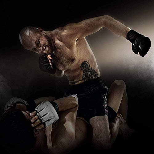 RDX MMA Gloves Premium Real Maya Hide Leather, Mixed Martial Arts Sparring & Grappling Gloves for Training, Fighting Gloves, Fingerless Design, Padded Open D-Cut Palm, Mixed Martial Arts Equipment - size: Large