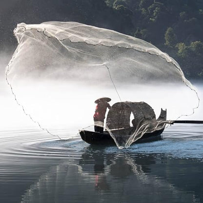 Lawaia Cast Net Cast Nets for Fishing Hand Throw Bait Nets 1/2 inch Mesh Freshwater Saltwater Fish Gear - Ideal for Shrimp, Fish & Fly Fishing with 3FT - 12FT Radius - size: 8FT/2.4mRadius