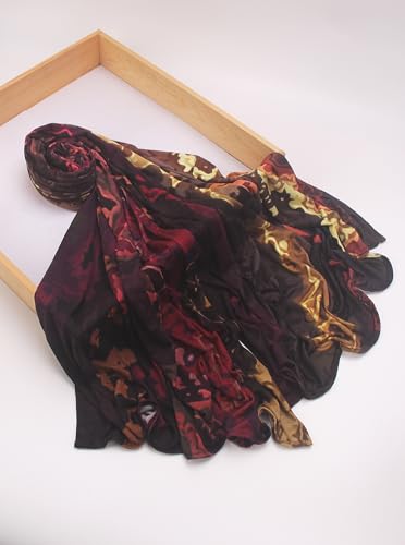 Printed Jersey Cotton Scarf for Women, Stretch Soft Hijab, Lightweight Breathable Head Wrap for All Seasons - color: Mctlp2538-f Pattern