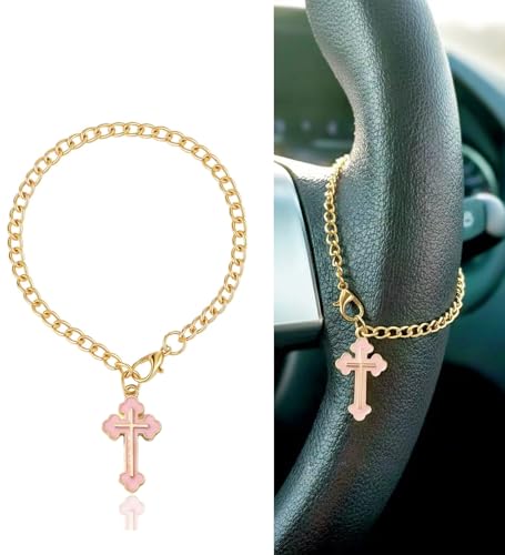 Steering Wheel Rosary,Steering Wheel Charm,Catholic Car Accessories Pink - style: D