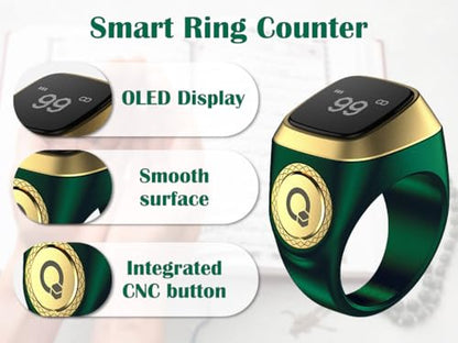 Anlising Smart Ring Counter, Smart Tasbih Zikr Ring, Muslim Islamic Prayer Smart Rings, Tasbih Counter Smart Ring, Tasbeeh Smart Counter, Digital Electronic Smart Tally Counter for Prayer(Green, 20MM)