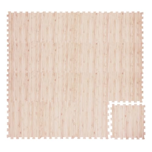 Giantex Wood Grain Floor Tiles Foam Mat, 16 PCS EVA Foam Puzzle Mats, 20'' x 20'' Interlocking Exercise Mat, Floor Padding for Furniture, Living Room, Bedroom, Gym, Home Office, Basement, Light Oak - size: 42 sq. ft. (16 pcs)