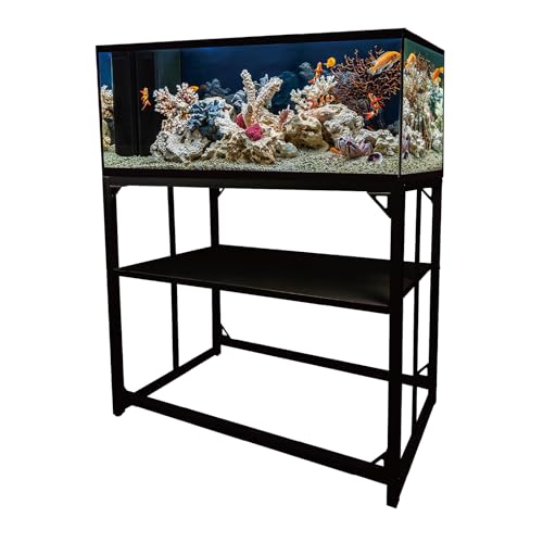 Fish Tank Stand, 40 Gallon Heavy Duty Metal Aquarium Stands, Reptile Tank, Turtle Tank, Breeder Tank Stand, 660LBS Capacity Terrarium Stand Rack with 2-Tier Storage Shelves (Black, 36.5"x18.5"x29.5") - color: Black, size: (40 Gallon)36.5"x18.5"