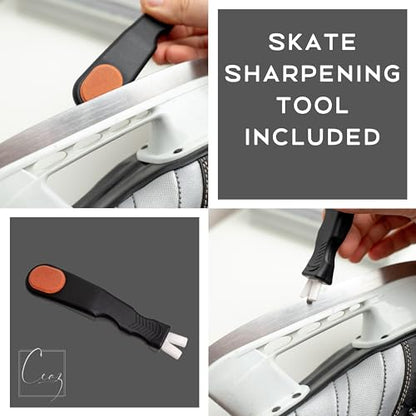 Ceaz Hockey Gear Drying Rack - Metal Tree Dryer Stand for Hockey Equipment - Organizer to Dry and Store Sports Gear - Includes Skate Sharpening Tool and 6 Hanging Clips